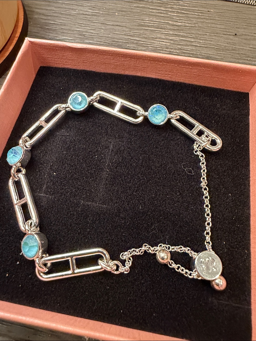 Bomb Party Silver Bracelet with Blue Gemstone Accents - Women Jewelry